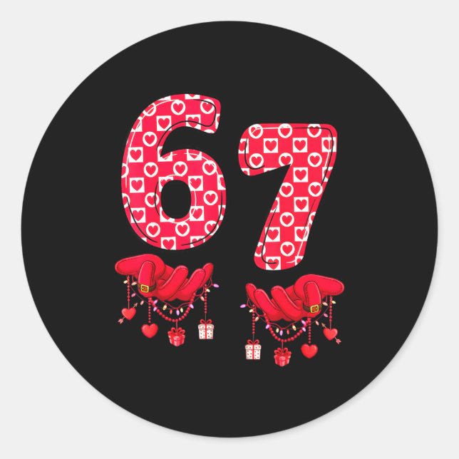 Sticker Rond Valentine’s Day 67 Meme Six Seven 6 7 Valentine Wo (Devant)