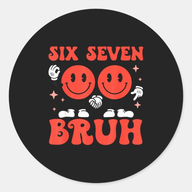 Sticker Rond Valentine’s Day Funny 67 Meme Six Seven 6 7 Valent (Devant)