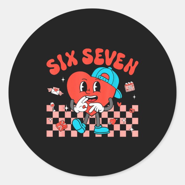 Sticker Rond Valentine’s Day Funny 67 Meme Six Seven 6 7 Valent (Devant)