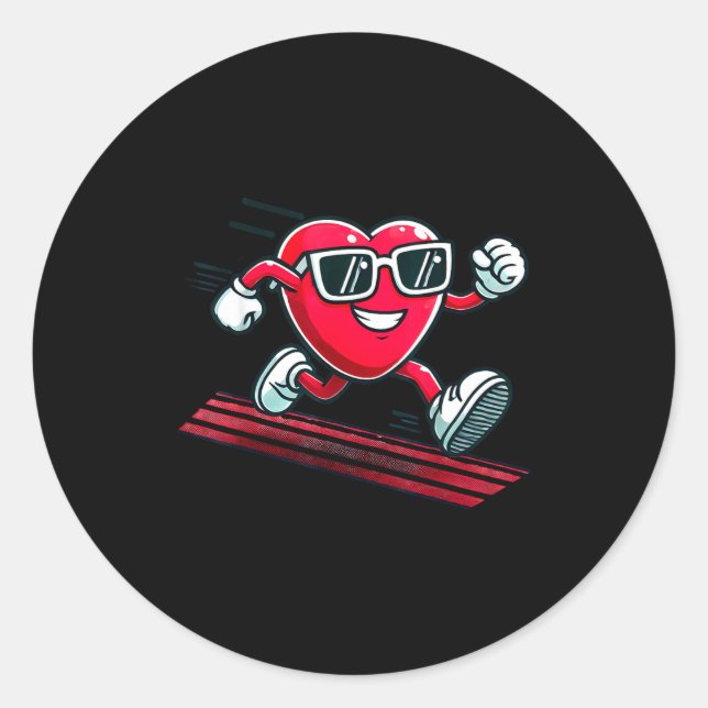Sticker Rond Valentine’s Day Love Heart Runner Track Running  (Devant)