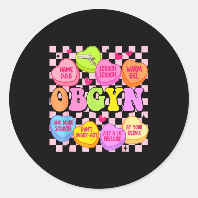 Sticker Rond Valentine’s Day Obgyn Nurse Gynaecology Gynaecolog (Devant)