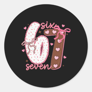 Sticker Rond Valentine Six Seven 6 7 Gâteau Nœud Mème Cœur Femm
