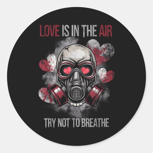 Sticker Rond Valentine Skull Gas Mask Love Romance  (Devant)