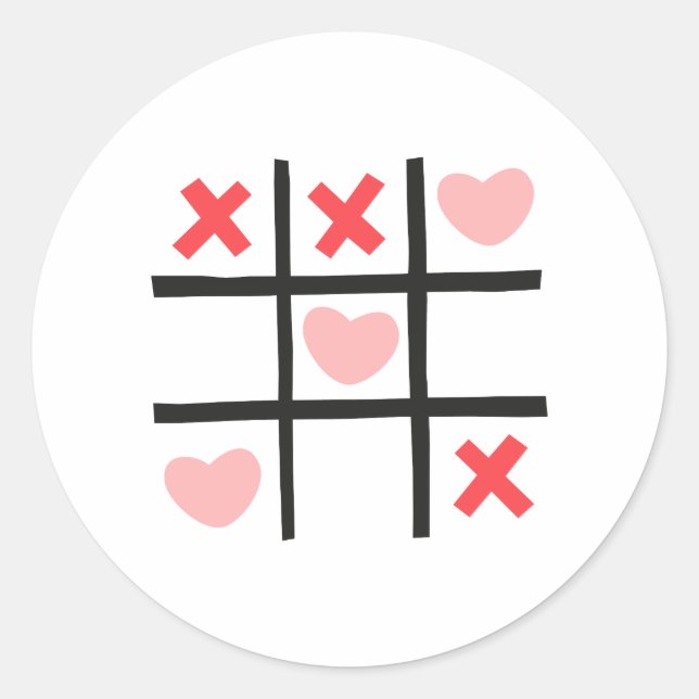 Sticker Rond Valentine Tic Tac Toe (Devant)