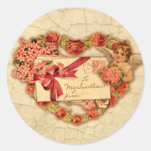 Sticker Rond Valentine victorienne