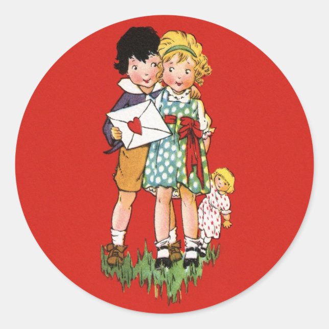 Sticker Rond Valentine vintage (Devant)