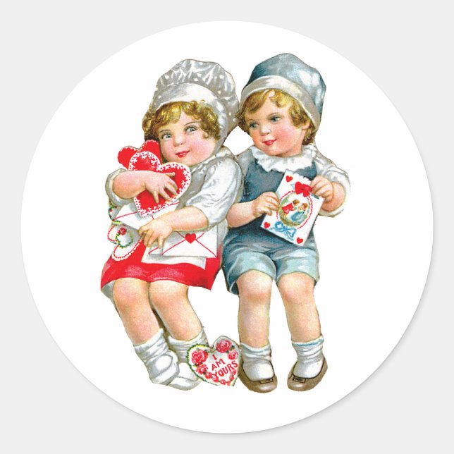 Sticker Rond Valentine vintage (Devant)