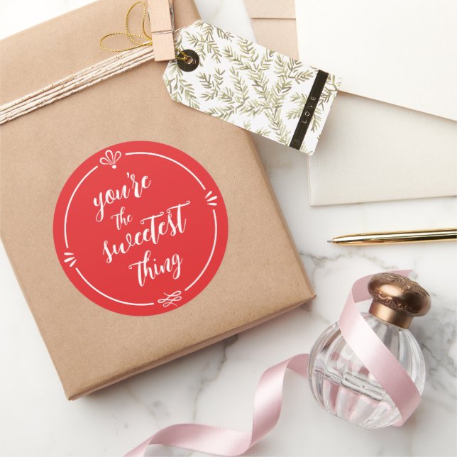 Sticker Rond Valentine Vous êtes la chose la plus douce Bright  (Cadeaux)