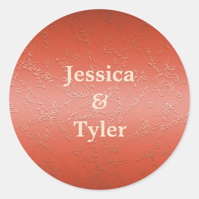 Sticker Rond Valentines.Amour. monogramme. (Devant)