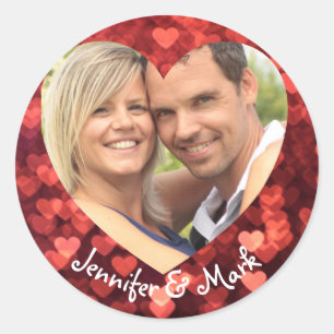 Sticker Rond valentines cadeaux de jour Photo coeur rouge