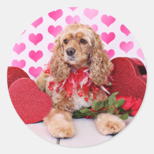 Sticker Rond Valentines - Cocker Spaniel - Bella