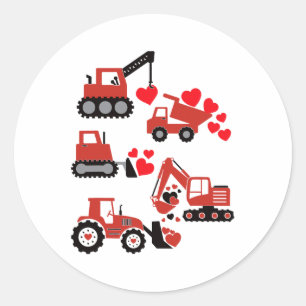 Sticker Rond Valentines Day Boys Enfants Toddler Construction T