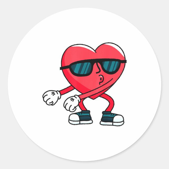 Sticker Rond Valentines Day Dancing Heart  (Devant)