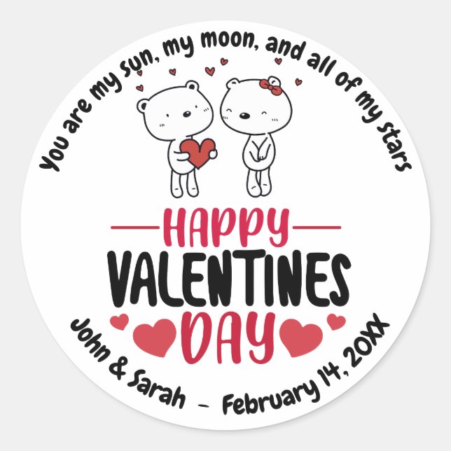 Sticker Rond Valentine's Day Dog Love Heart (Devant)