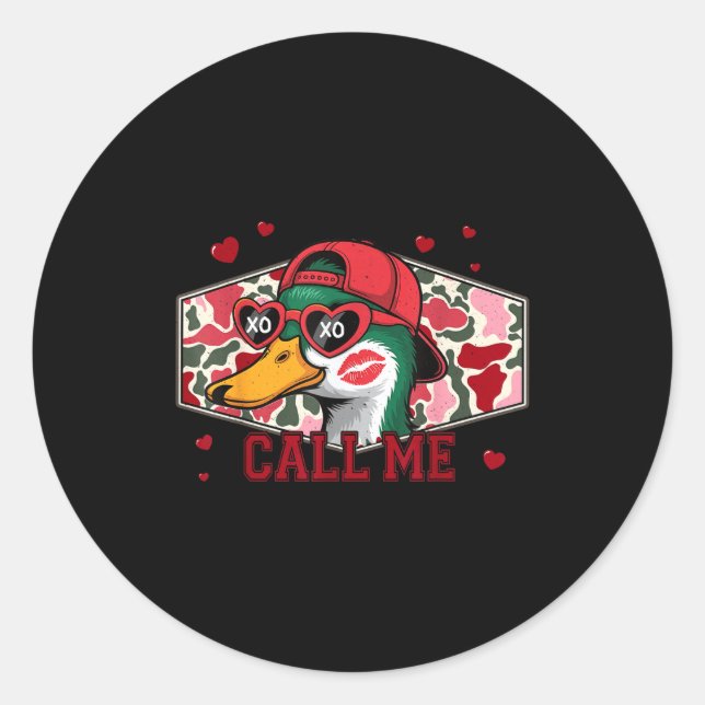 Sticker Rond Valentine's Day Duck Hunting Camo Call Me Toddler  (Devant)