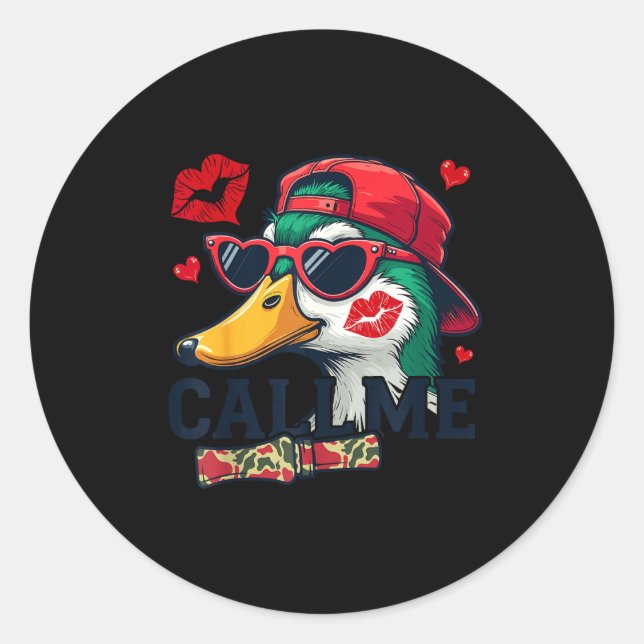 Sticker Rond Valentine's Day Duck Hunting Camo Call Me Toddler  (Devant)