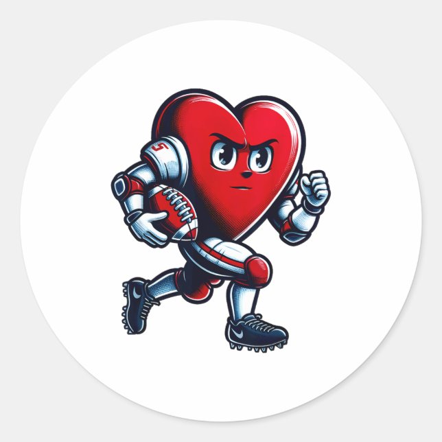 Sticker Rond Valentines Day Heart Football Player Team Srts  (Devant)
