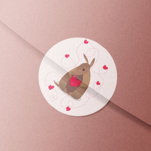 Sticker Rond Valentine's Day Heart Texas Armadillo