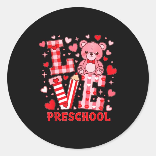 Sticker Rond Valentine's Day Love Pre School Teacher  (Devant)