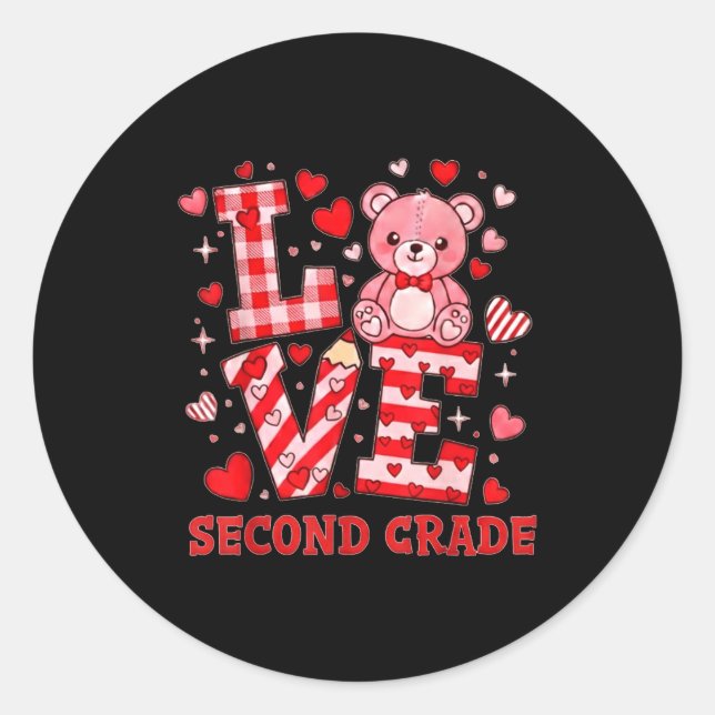 Sticker Rond Valentine's Day Love Second Grade Teacher  (Devant)