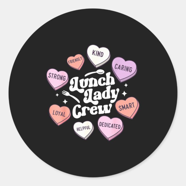 Sticker Rond Valentines Day Lunch Lady Groovy Cafeteria Squad H (Devant)