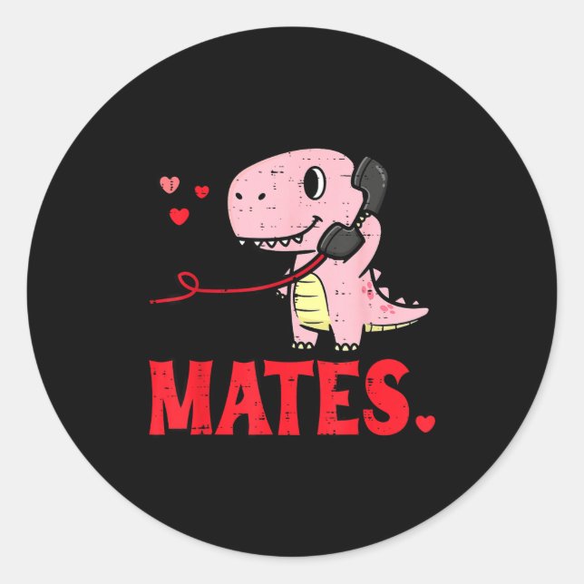 Sticker Rond Valentines Day Matching Soulmates Mates Dino Coupl (Devant)