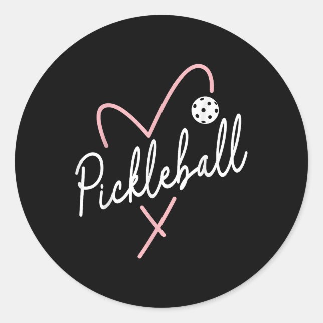 Sticker Rond Valentines Day Pickleball Coeur drôle Forme de coe (Devant)