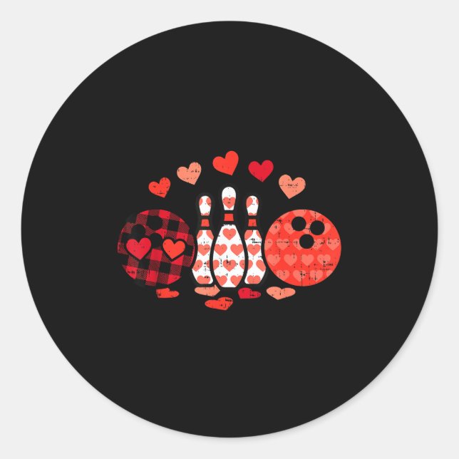 Sticker Rond Valentines Day Plaid Bowling Valentine Srts Men Wo (Devant)