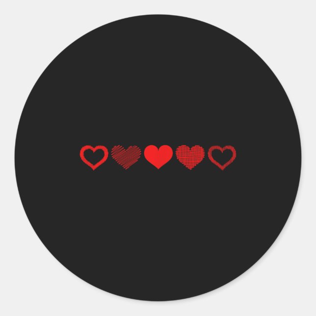 Sticker Rond Valentine's Day Red Heart Design For Men, Women &a (Devant)