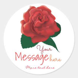 Sticker Rond Valentine's day Red rose personnalisé texte autoco