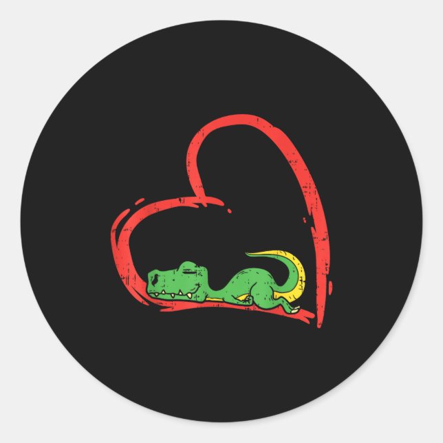 Sticker Rond Valentines Day Shirt Funny Heart Trex Sleeng Dinos (Devant)