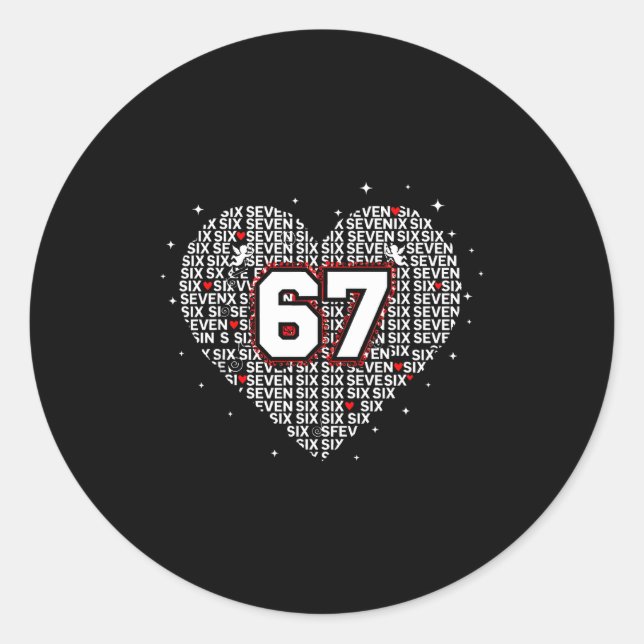 Sticker Rond Valentines Day Six Seven 67 Meme 6 7 Heart Boys Gi (Devant)