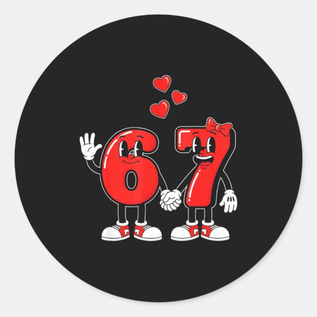 Sticker Rond Valentine's Day Six Seven Hearts 6 7 Meme Gen Alph (Devant)