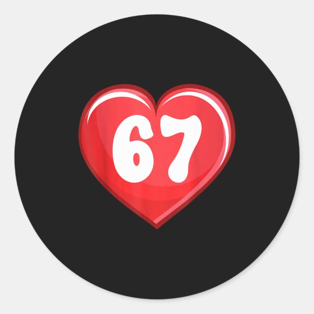Sticker Rond Valentine's Day Six Seven Hearts 6 7 Meme Gen Alph (Devant)