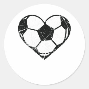 Sticker Rond Valentines Day Soccer Ball Heart Grunge Hommes Fem