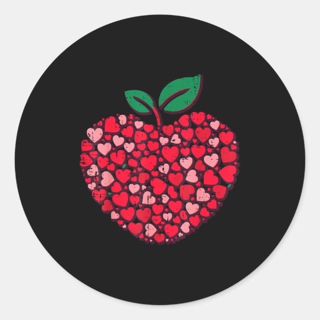 Sticker Rond Valentines Day Teacher Hearts Love Teach Women Men (Devant)