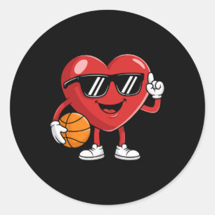 Sticker Rond Valentines de basket-ball Jour Chemise Garçons Val