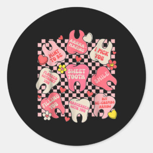 Sticker Rond Valentines dentaires Jour mignon Dents Accrocher C