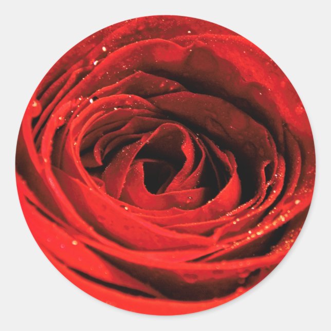 Sticker Rond Valentines en feuille de rose rouge (Devant)