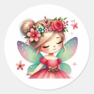 Sticker Rond Valentines Fée adorable