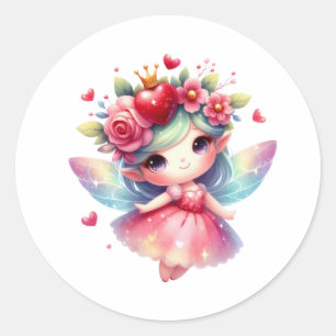 Sticker Rond Valentines Fée adorable