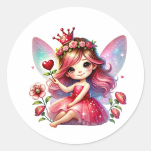Sticker Rond Valentines Fée adorable