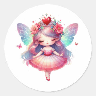 Sticker Rond Valentines Fée adorable