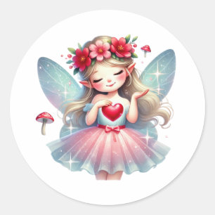 Sticker Rond Valentines Fée adorable