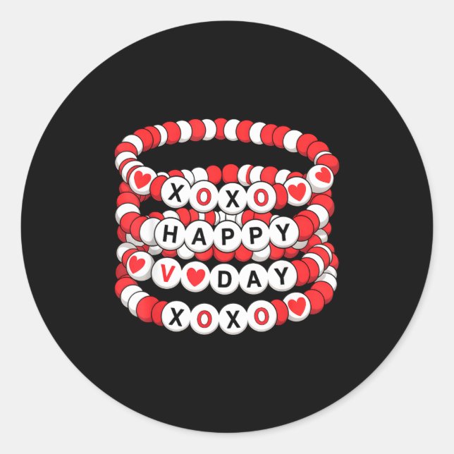 Sticker Rond Valentines Friendship Bracelets Valentines Women K (Devant)