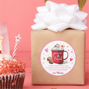 Sticker Rond Valentine's Hot Chocolate Bomb Rose Gold Hearts