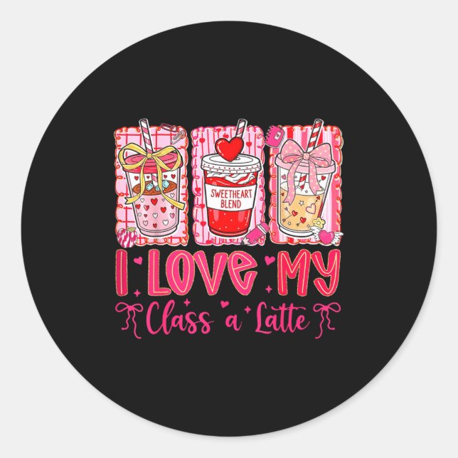 Sticker Rond Valentines I Love My Cl A Latte Coquette Coffee Te (Devant)