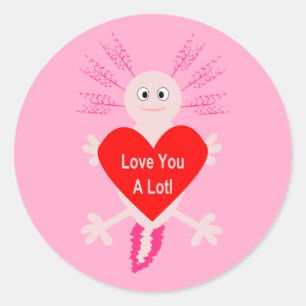 Sticker Rond Valentines Jour Amour Coeur Axolotl