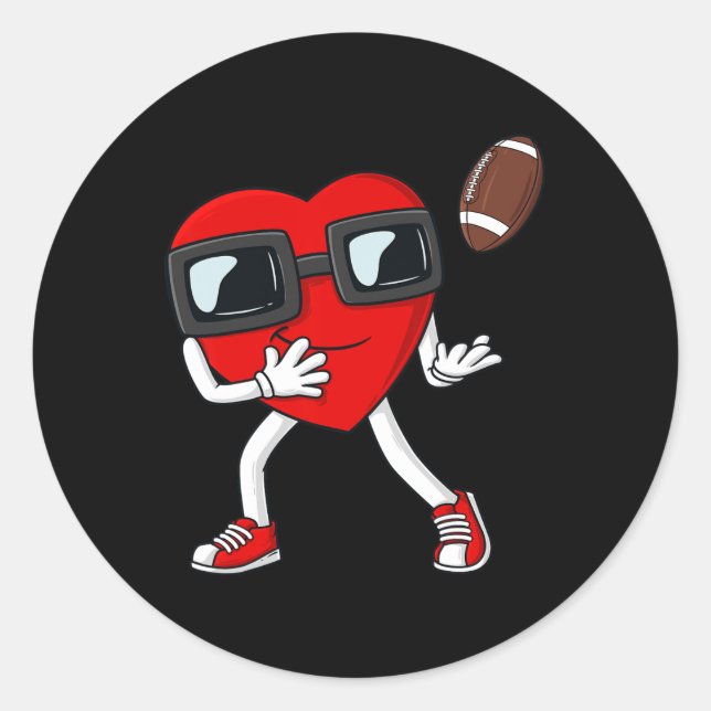 Sticker Rond Valentines Jour Coeur Football Receveur Tight End  (Devant)