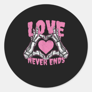 Sticker Rond Valentines Jour Coeur Squelette Mains Coeur